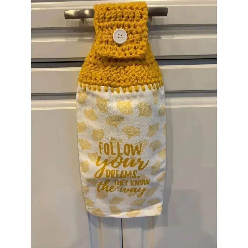 Crochet Top Kitchen Towel- Follow your dream